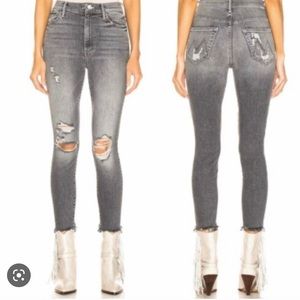 MOTHER denim Swooner ankle chew jeans size 27 grey wash